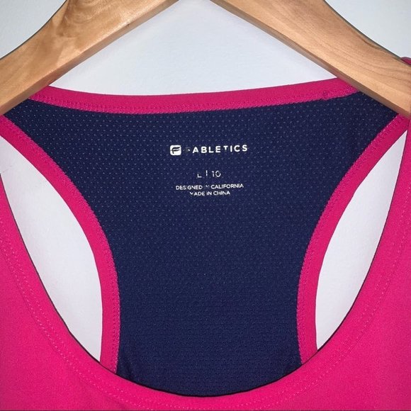 Fabletics Tank‎ Top Size Large  10 US Pink Magenta Navy Mesh Flowy Racerback - Picture 5 of 6